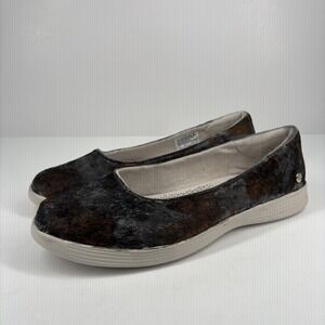 Skechers GOwalk Lite Women's US 8.5 Brown/Blue Pony Hair Ballet Flats‎ Comfort